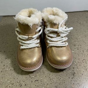 Toddler Girls' Reed Zipper Slip-On Lace-Up Combat Winter Boots Cat & Jack Gold 5